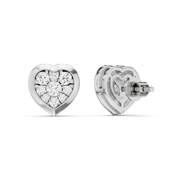 Bezel-Set Heart Cluster Studs
