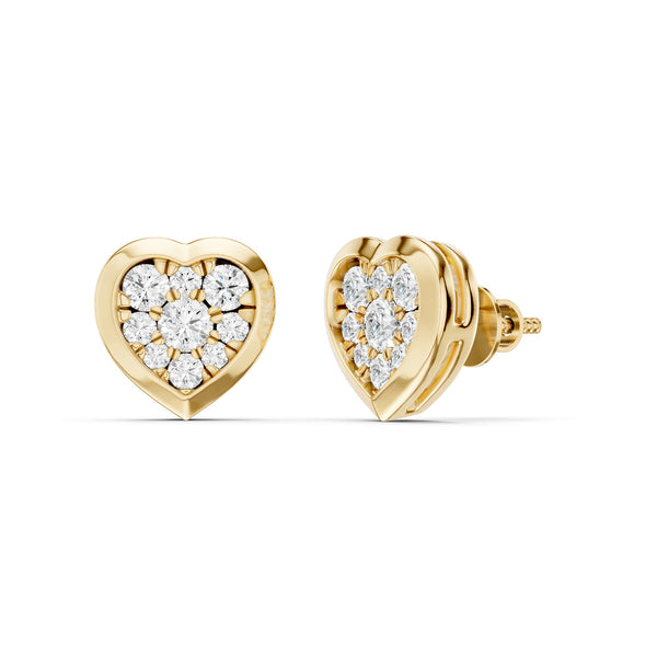 Bezel-Set Heart Cluster Studs