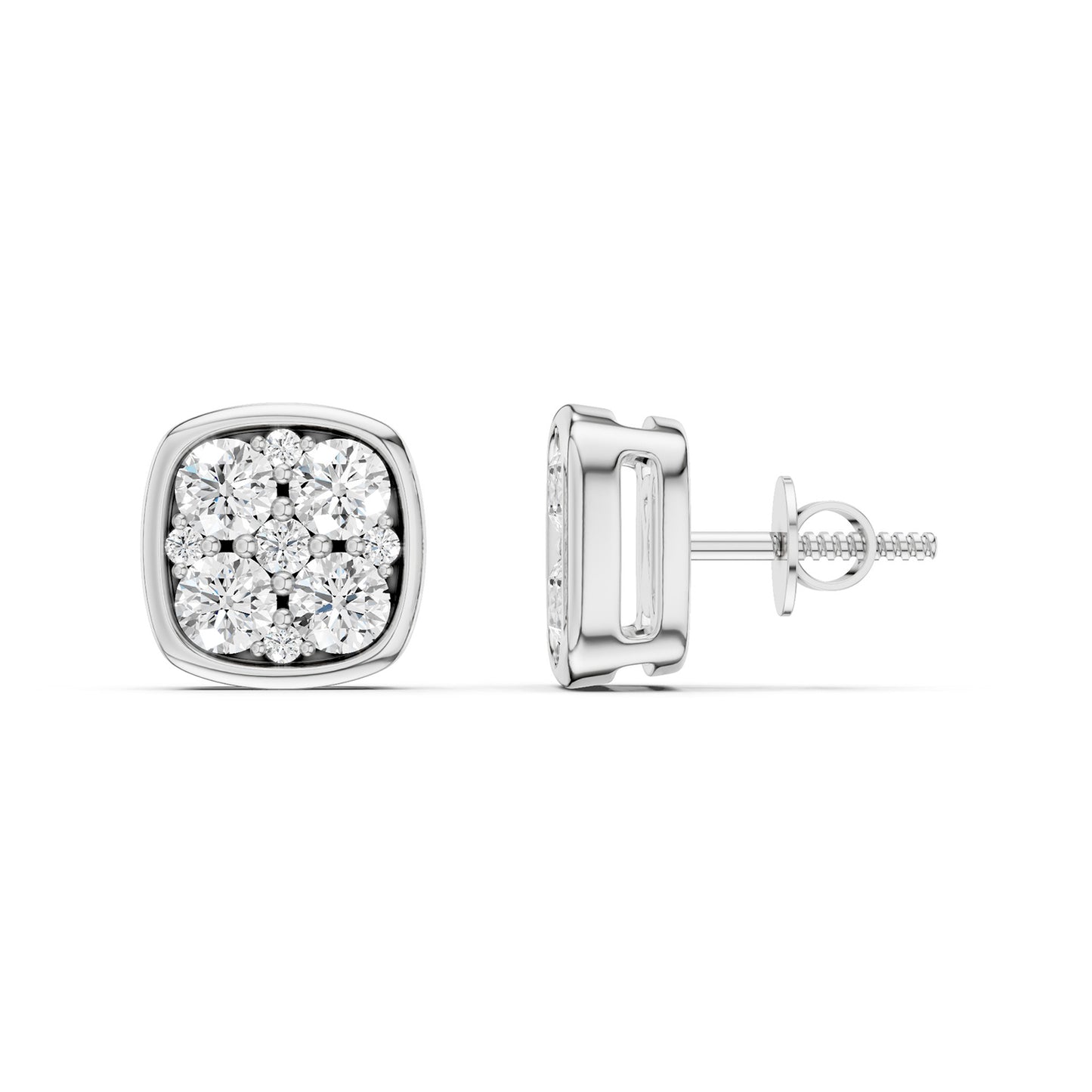 Cushion-Shaped Cluster Studs