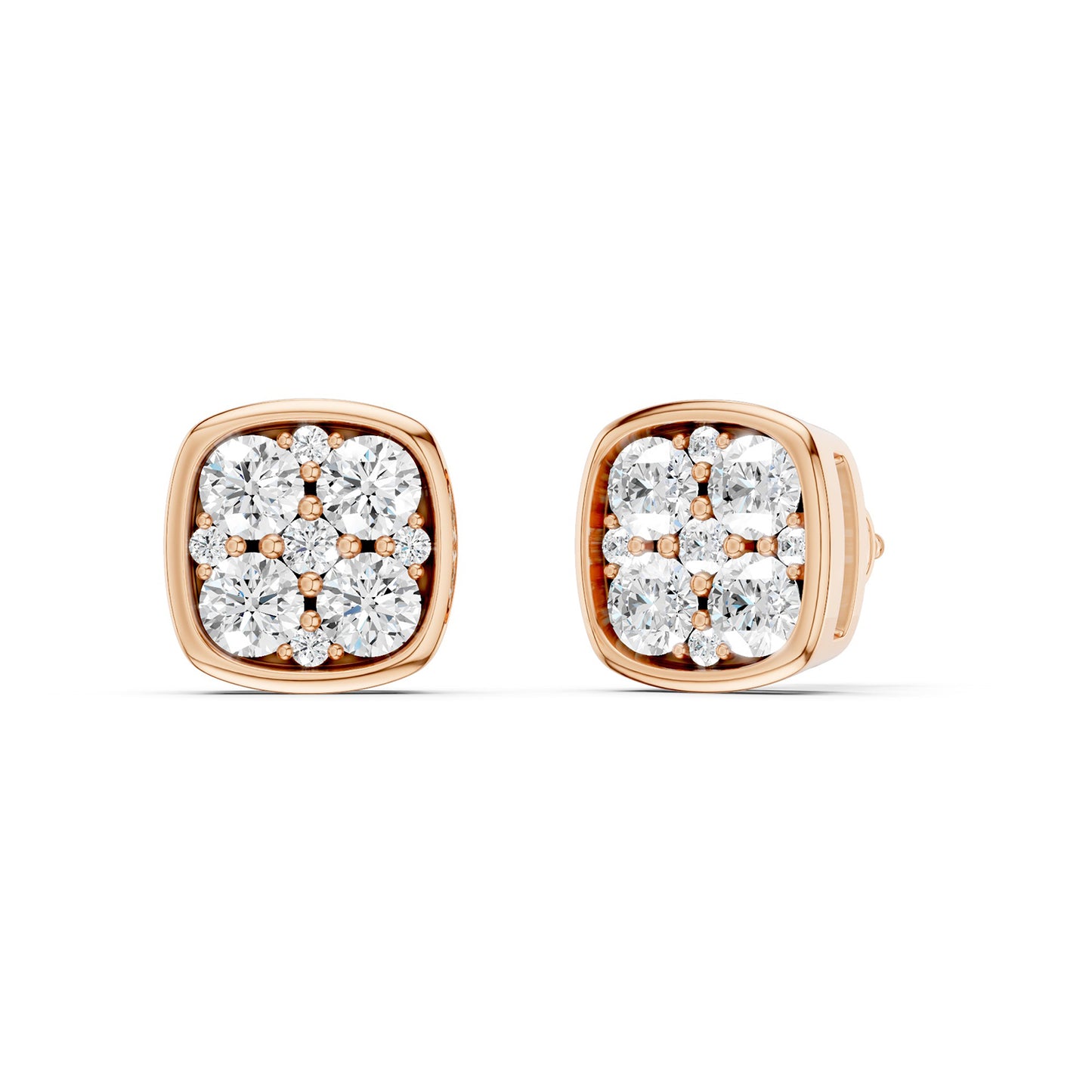 Cushion-Shaped Cluster Studs