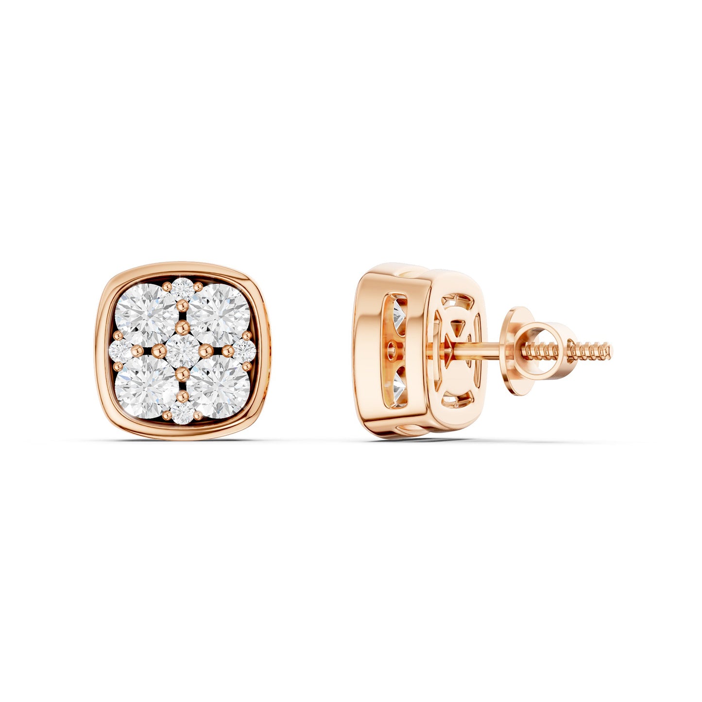 Cushion-Shaped Cluster Studs