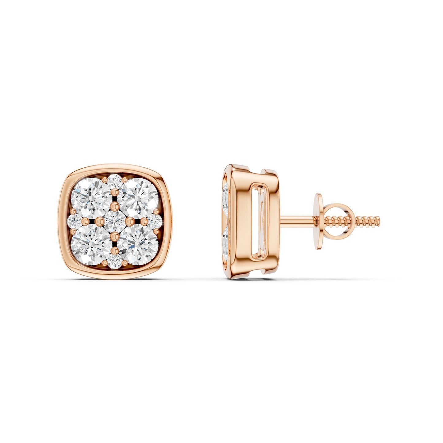 Cushion-Shaped Cluster Studs