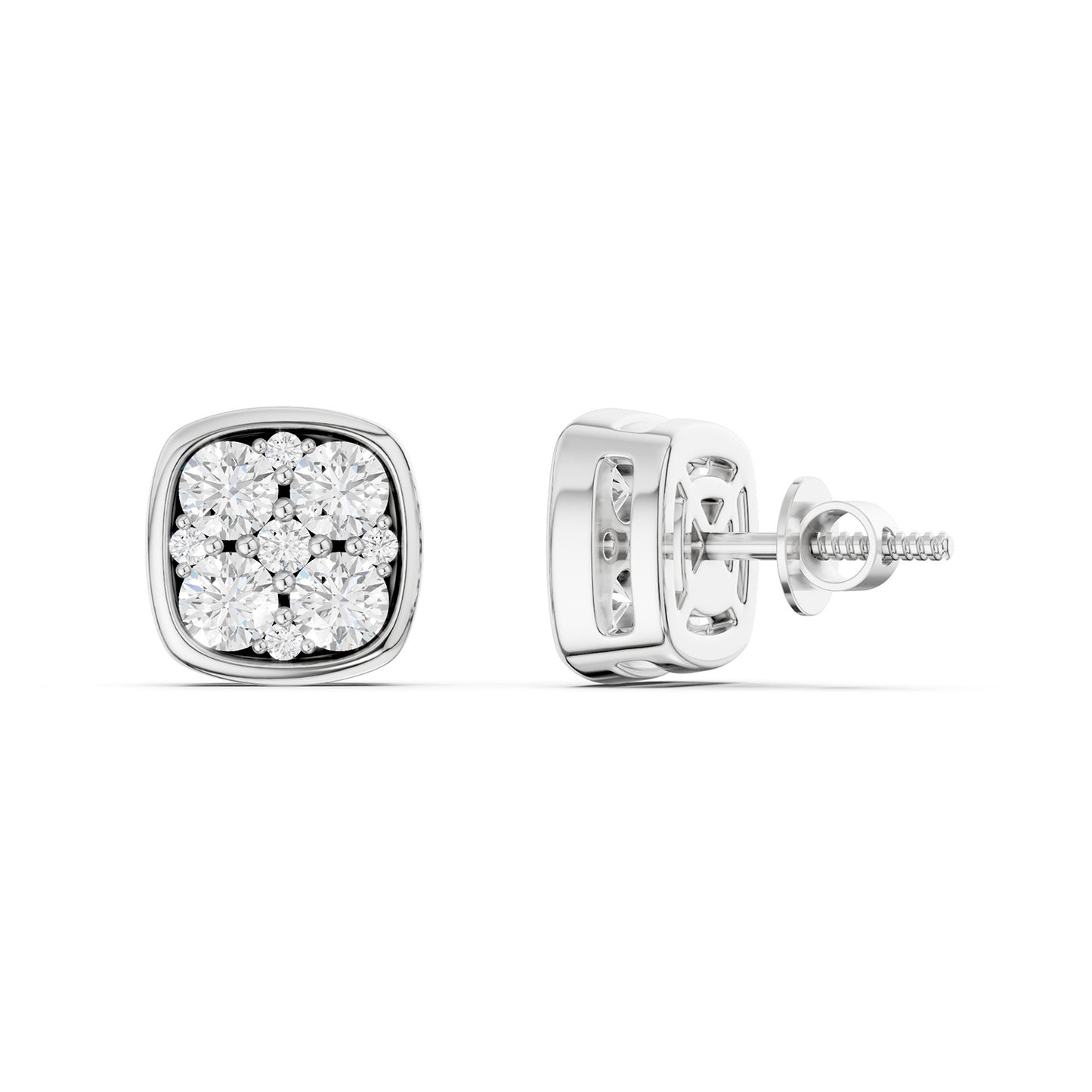 Cushion-Shaped Cluster Studs