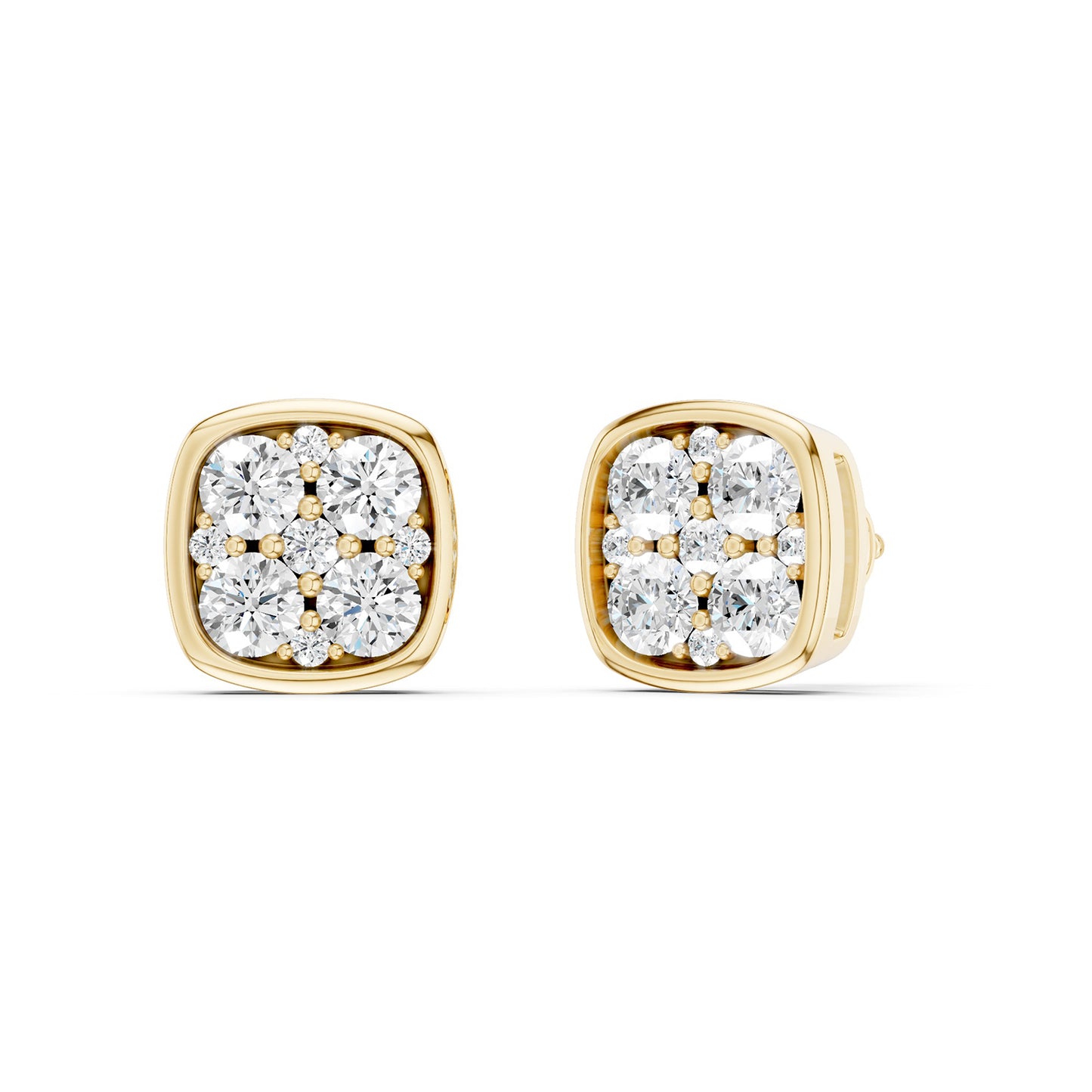 Cushion-Shaped Cluster Studs