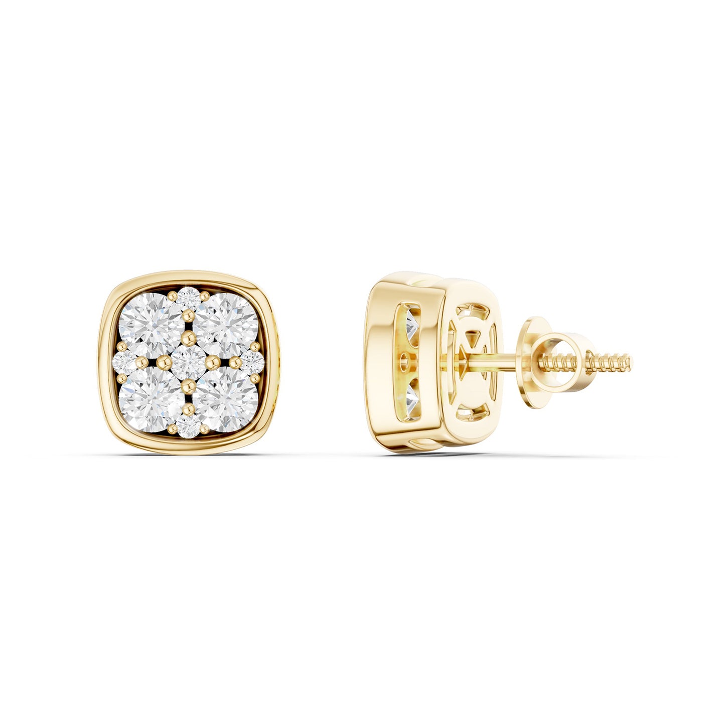 Cushion-Shaped Cluster Studs