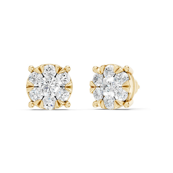 Round Halo Double Prong Studs