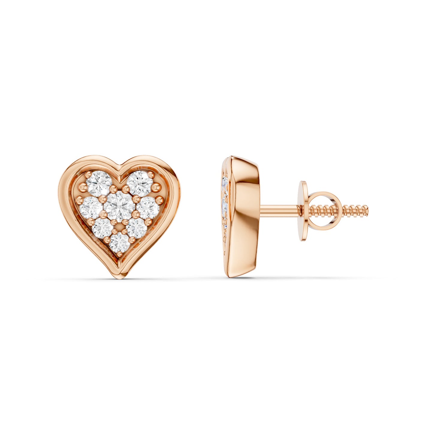 Diamond Heart Bezel-Set Studs