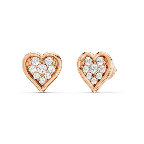 Diamond Heart Bezel-Set Studs