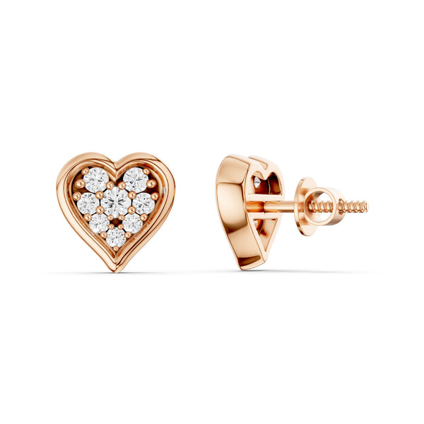 Diamond Heart Bezel-Set Studs