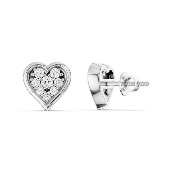 Diamond Heart Bezel-Set Studs