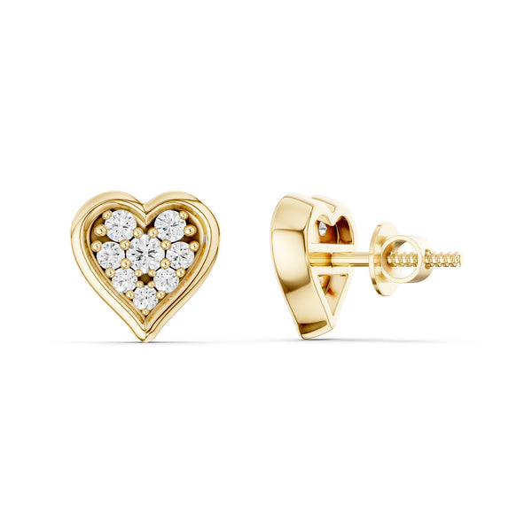 Diamond Heart Bezel-Set Studs