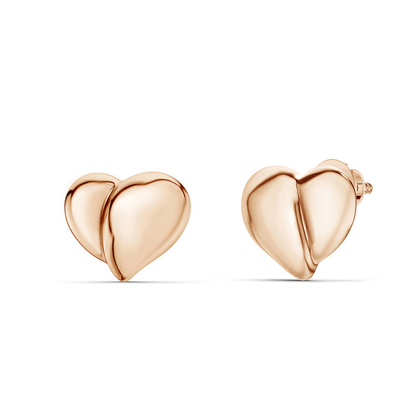 Unfolded Gold Heart Studs