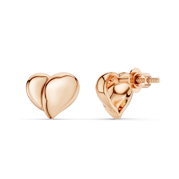 Unfolded Gold Heart Studs