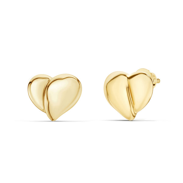 Unfolded Gold Heart Studs