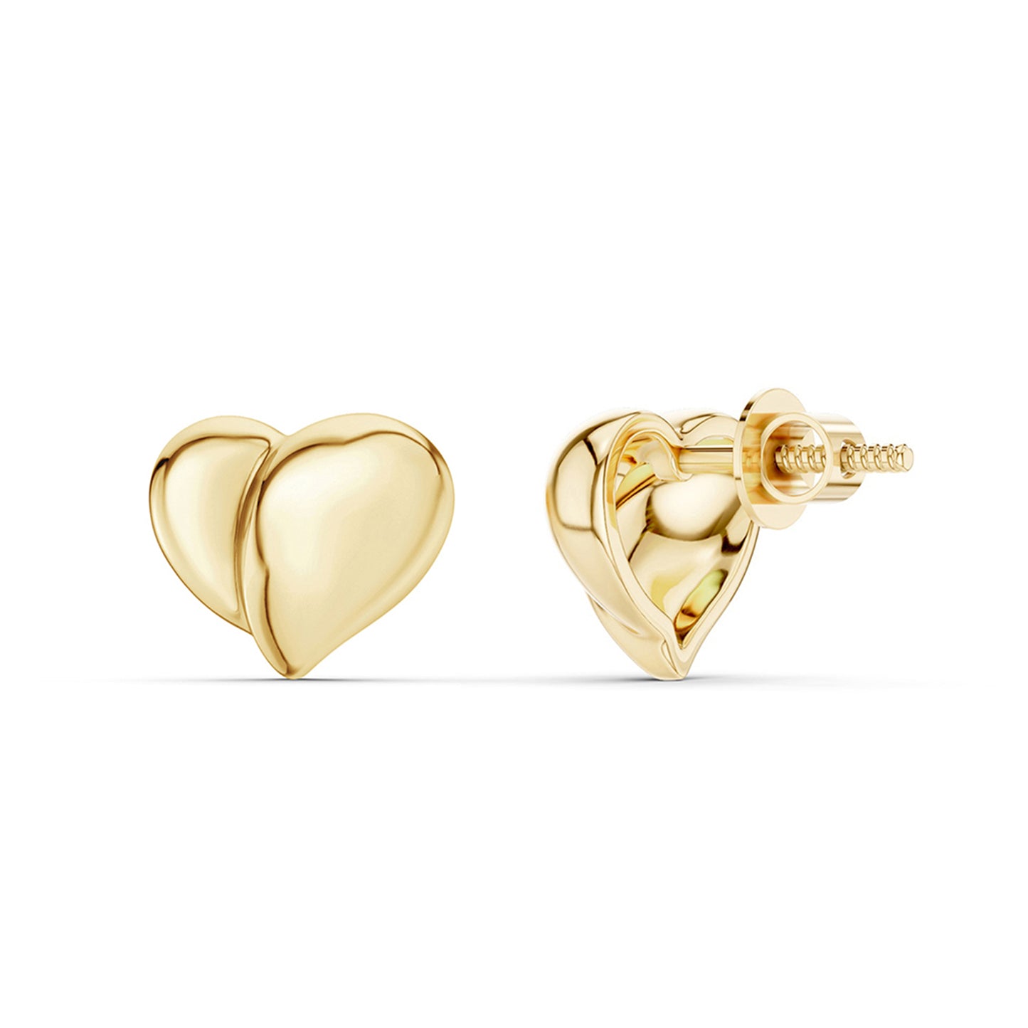 Unfolded Gold Heart Studs