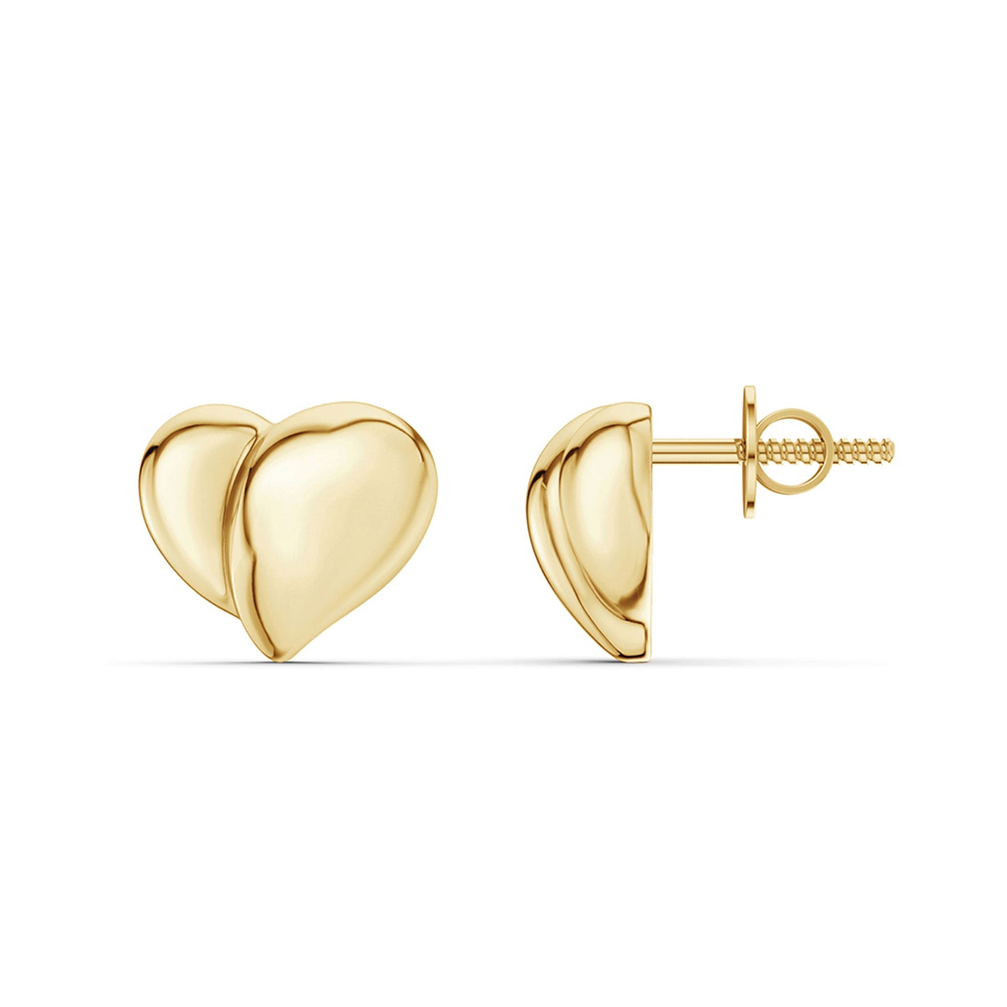 Unfolded Gold Heart Studs