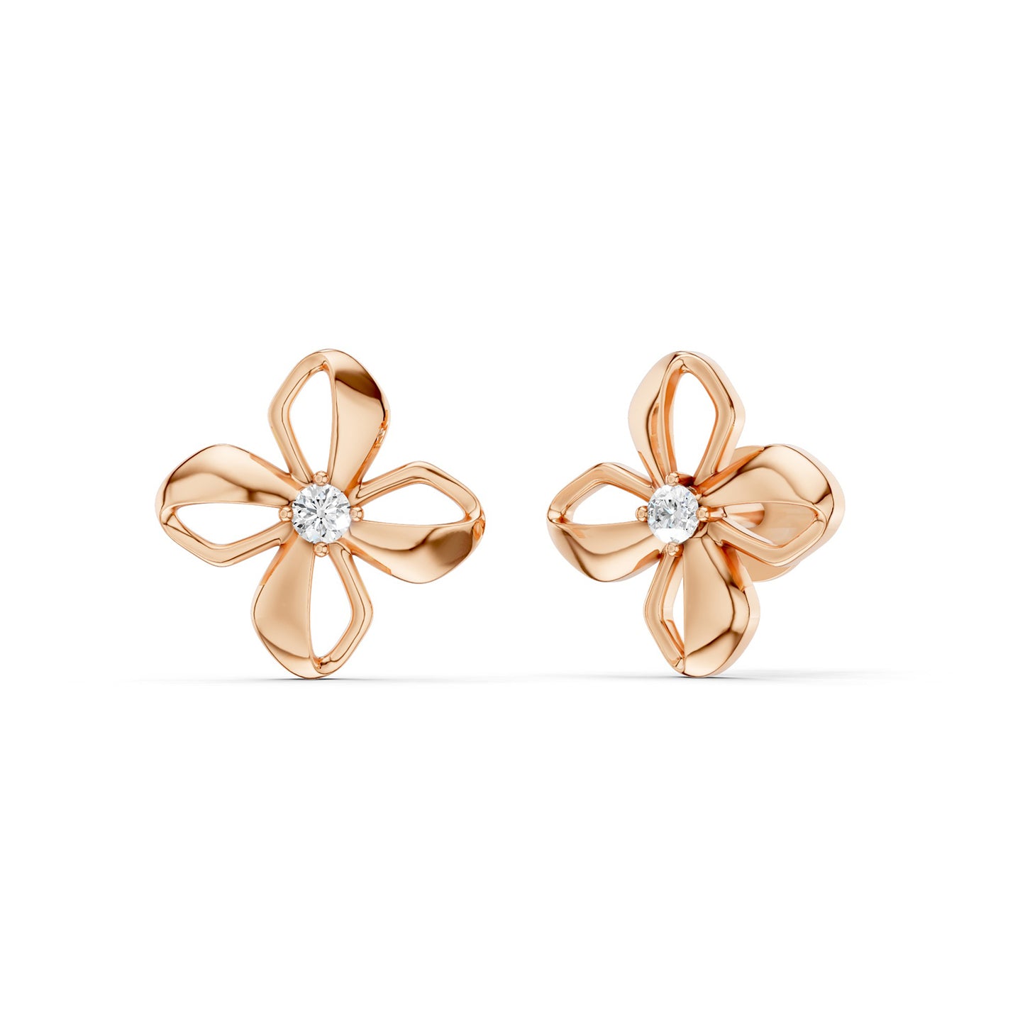 Sculpted 4-Petal Solitaire Studs