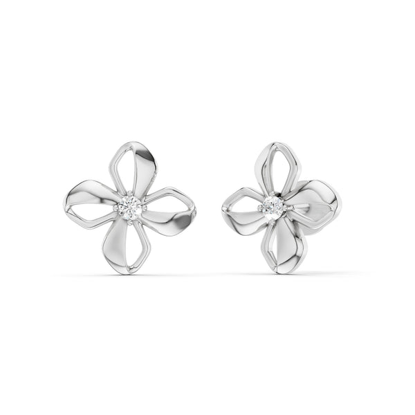 Sculpted 4-Petal Solitaire Studs