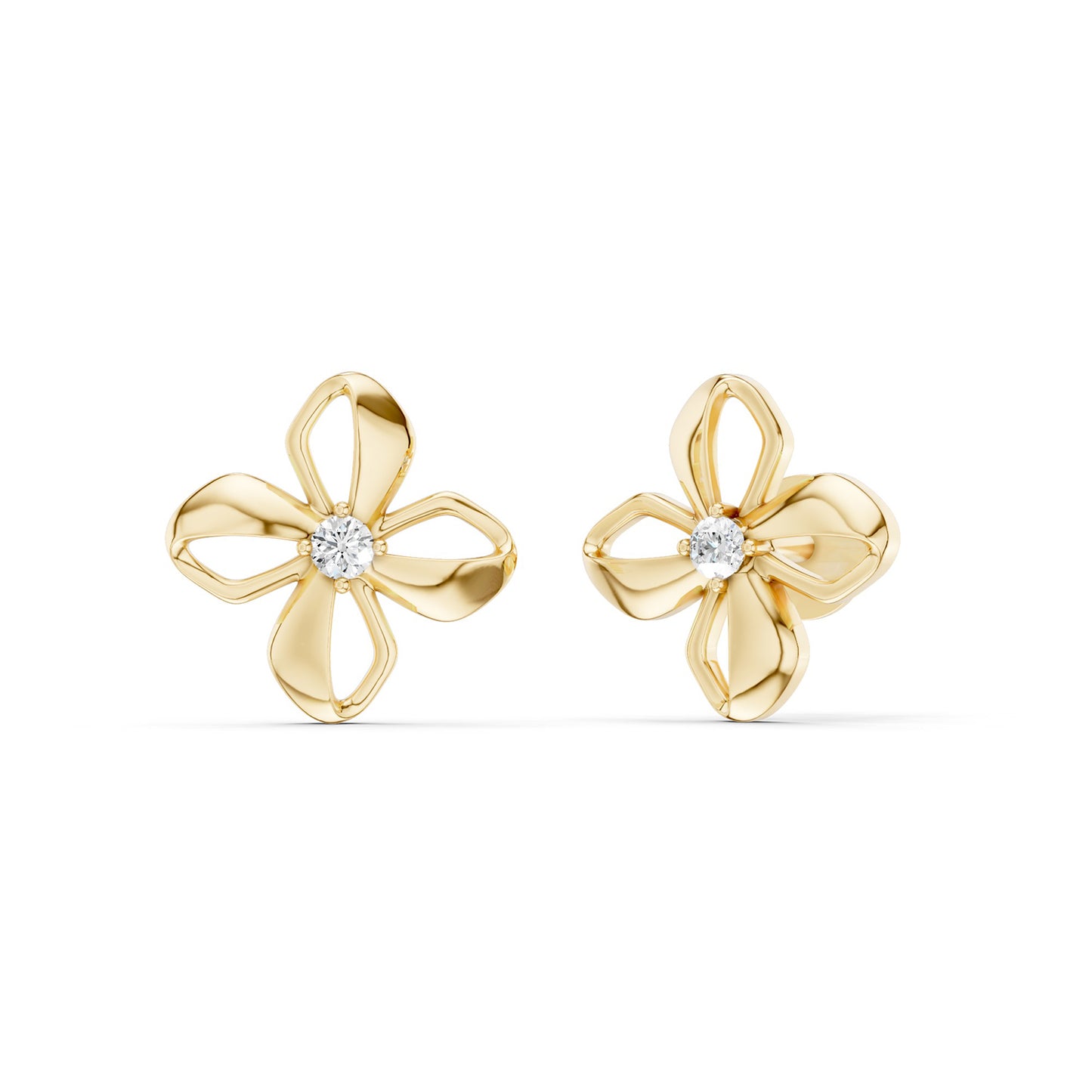 Sculpted 4-Petal Solitaire Studs