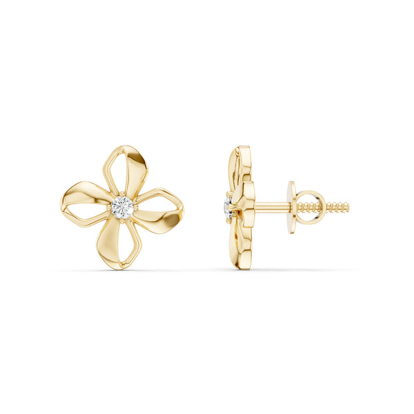 Sculpted 4-Petal Solitaire Studs