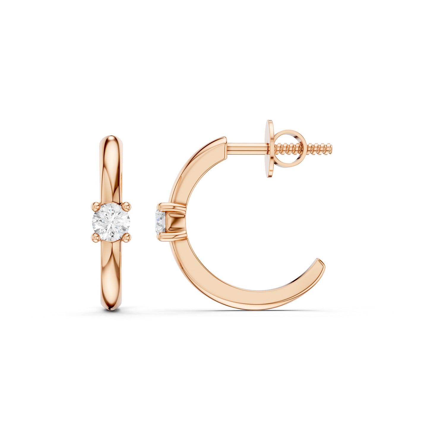 Solitaire Open-Hoop Earrings