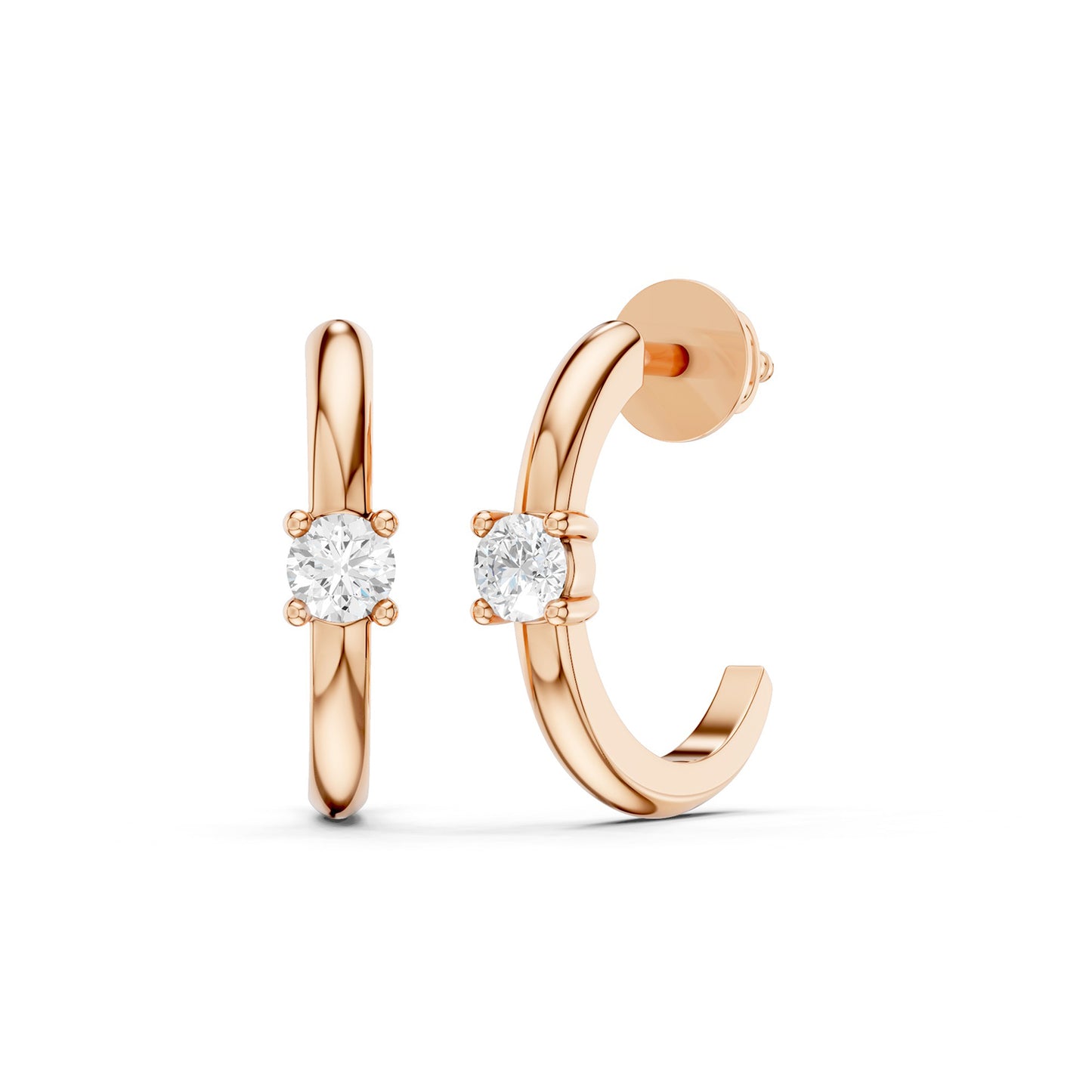 Solitaire Open-Hoop Earrings