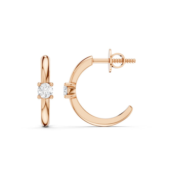 Solitaire Open-Hoop Earrings