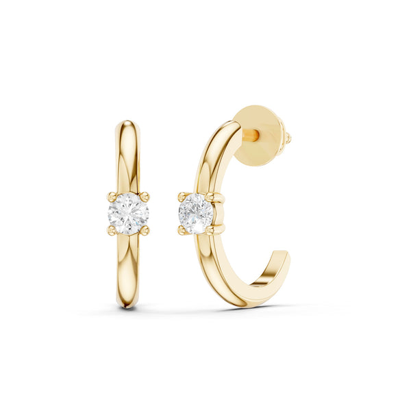 Solitaire Open-Hoop Earrings
