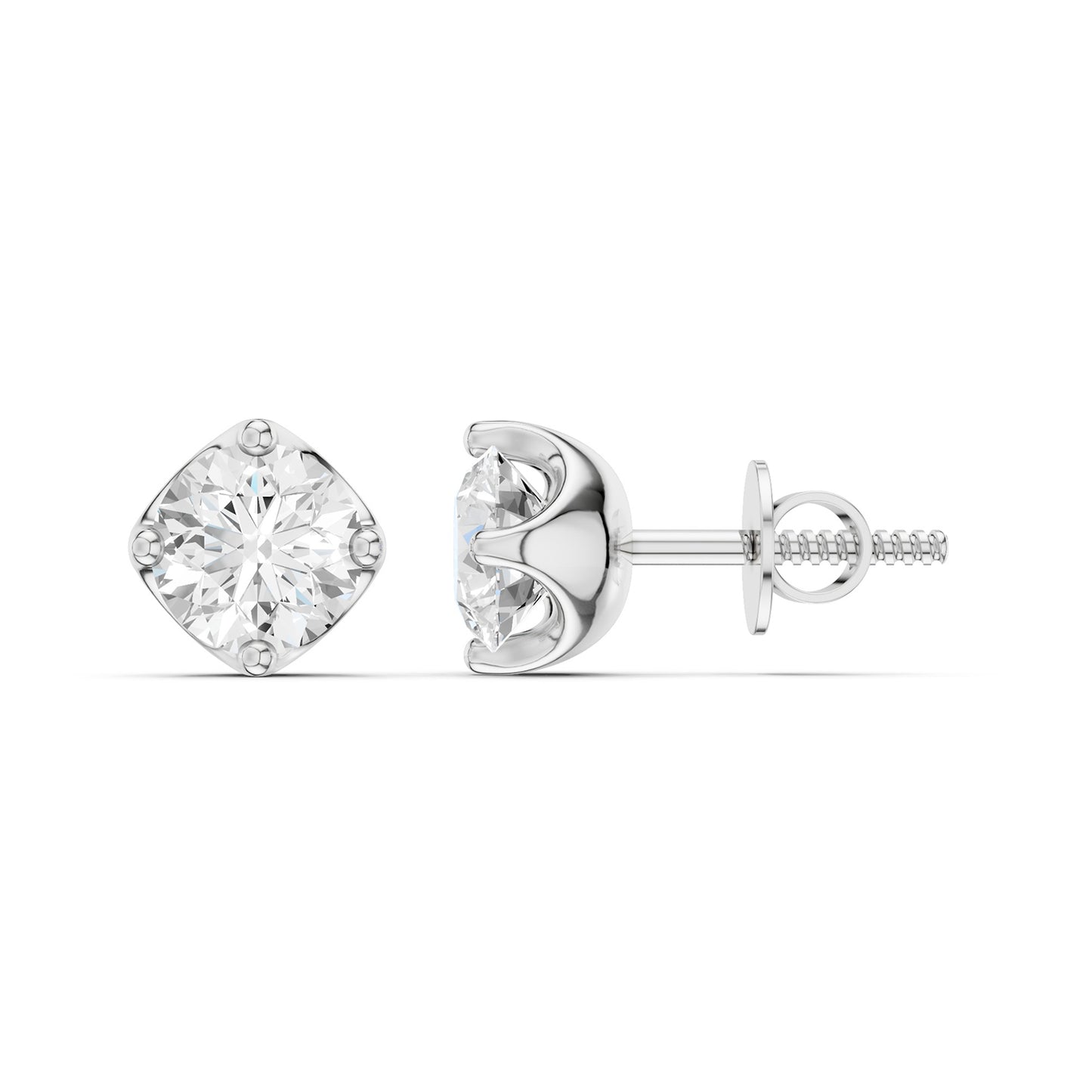 Cushion-Set Solitaire Studs