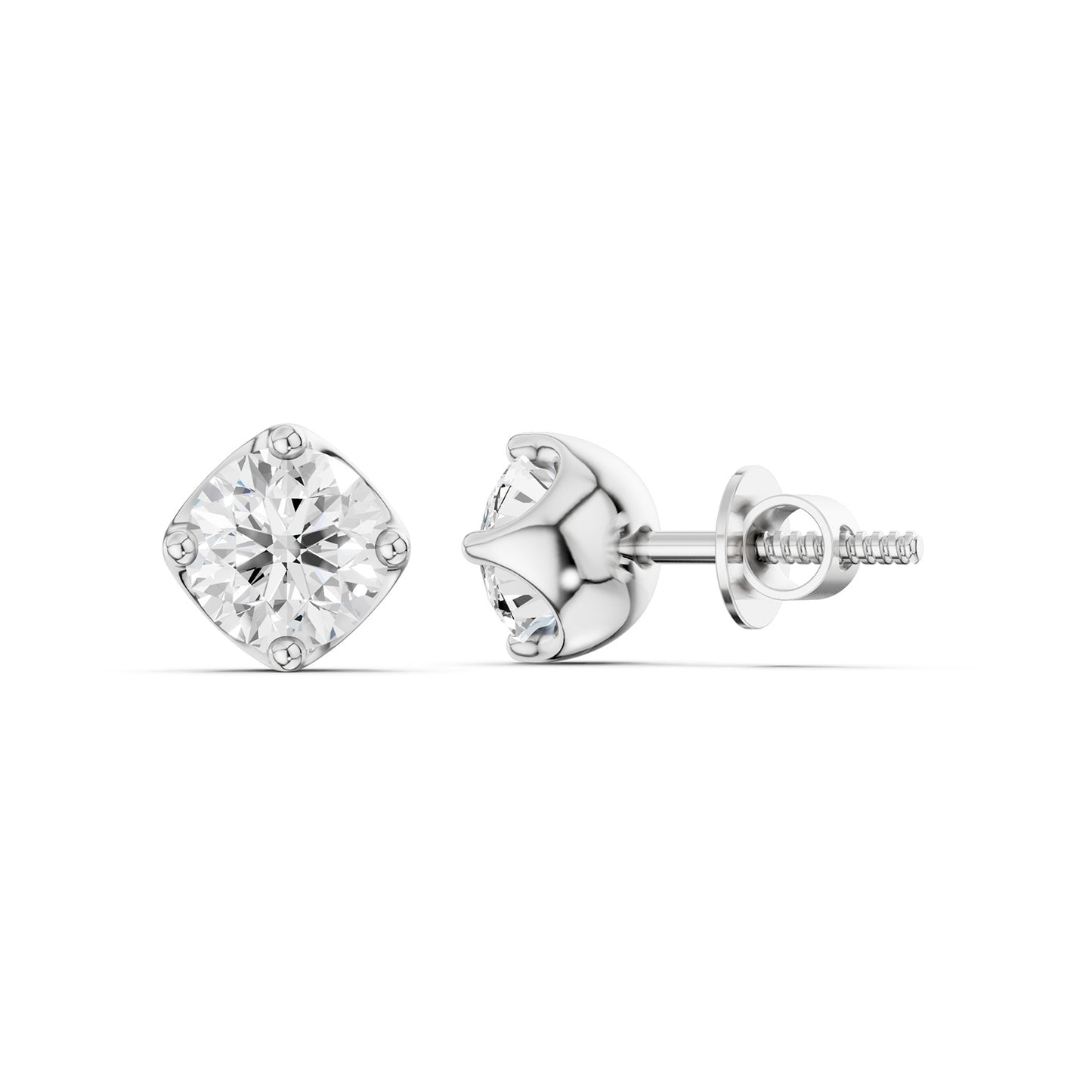 Cushion-Set Solitaire Studs
