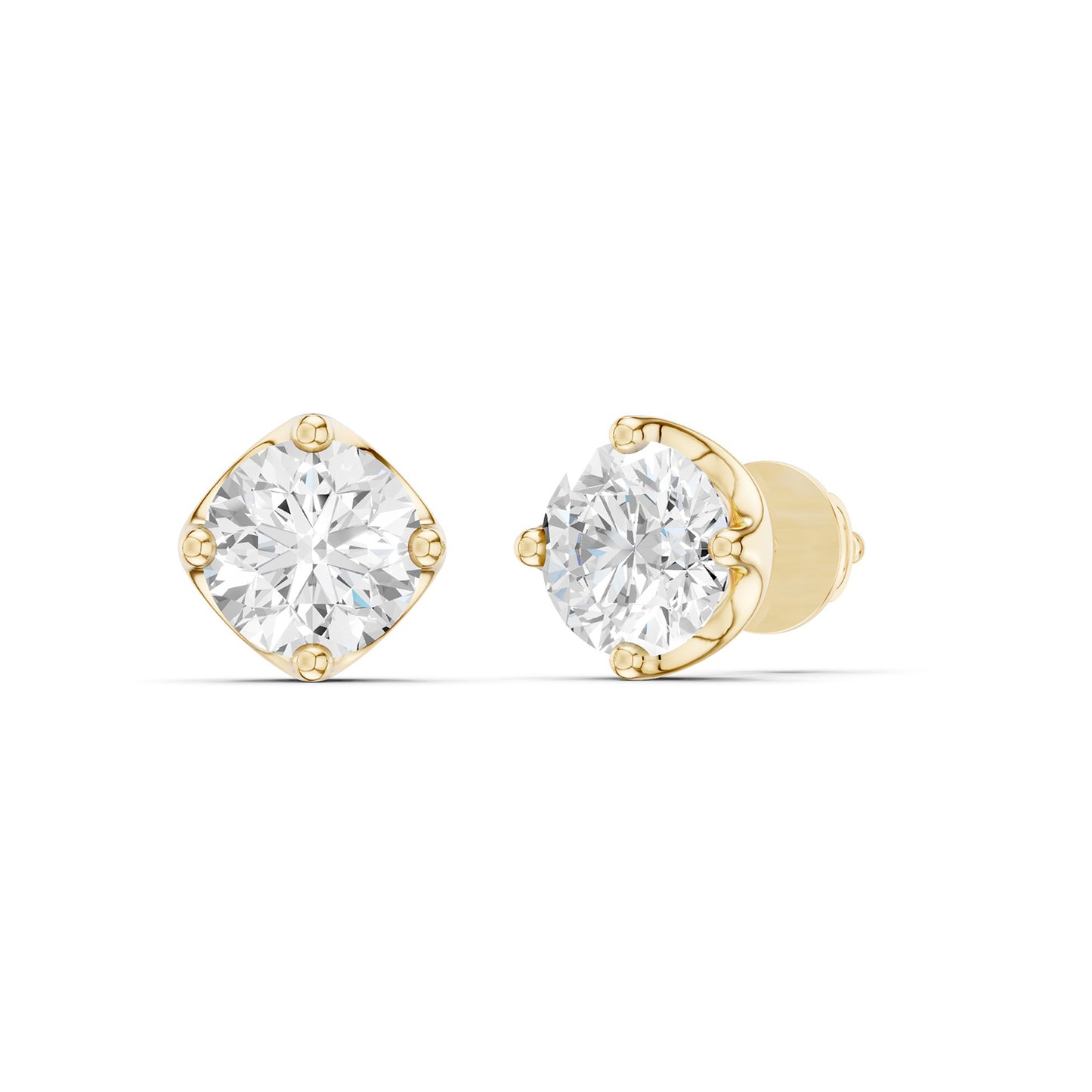 Cushion-Set Solitaire Studs