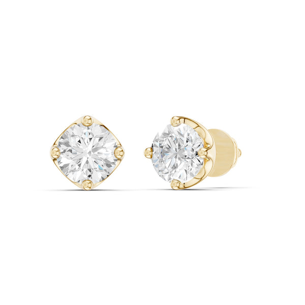 Cushion-Set Solitaire Studs