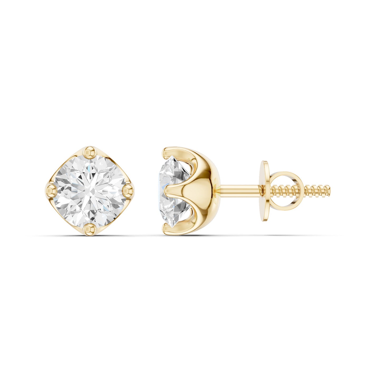 Cushion-Set Solitaire Studs