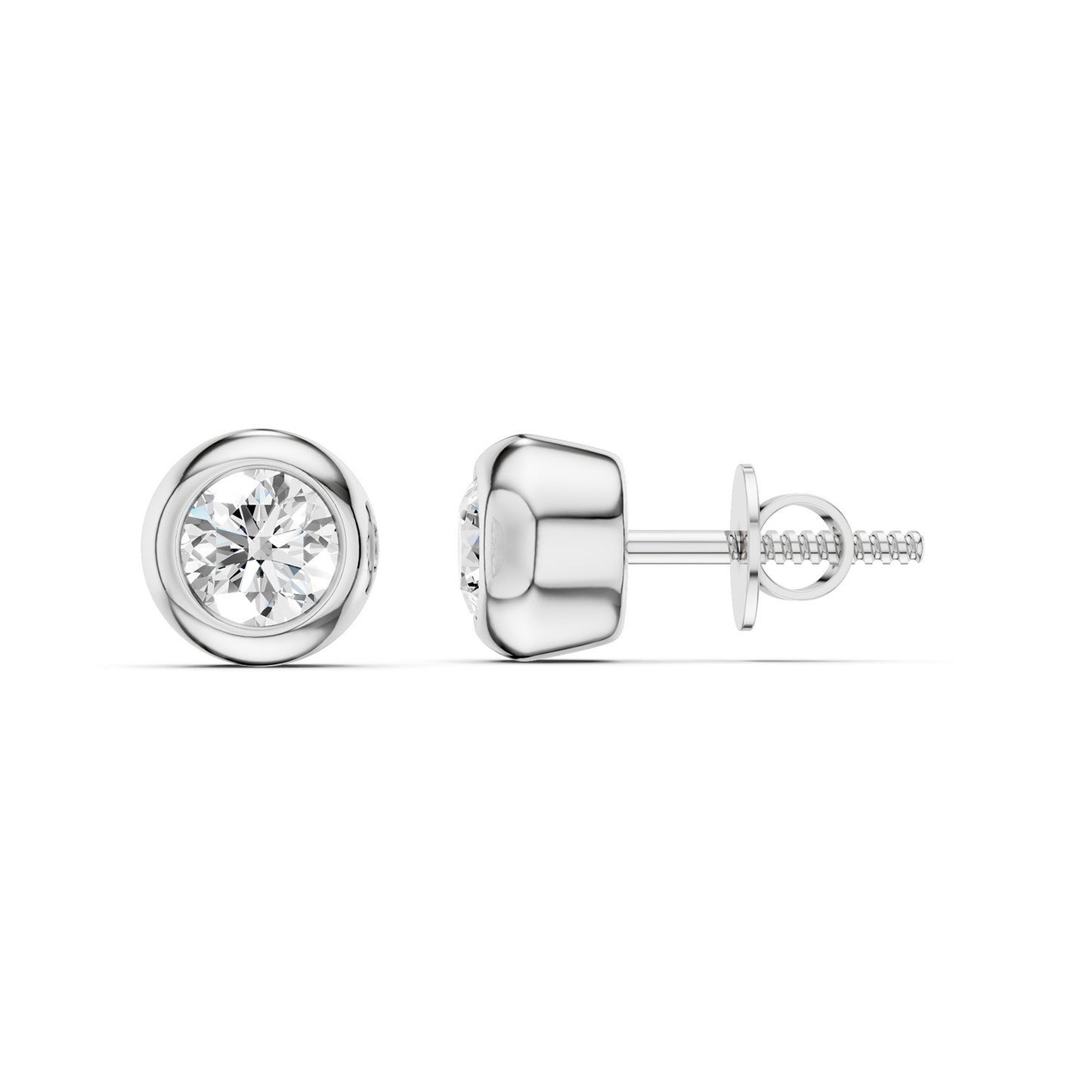 Faceted Thick Bezel Round Studs