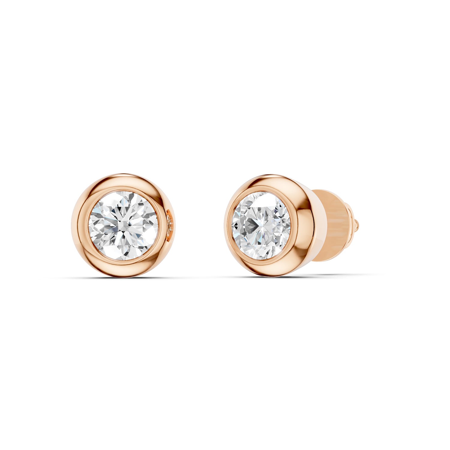 Faceted Thick Bezel Round Studs