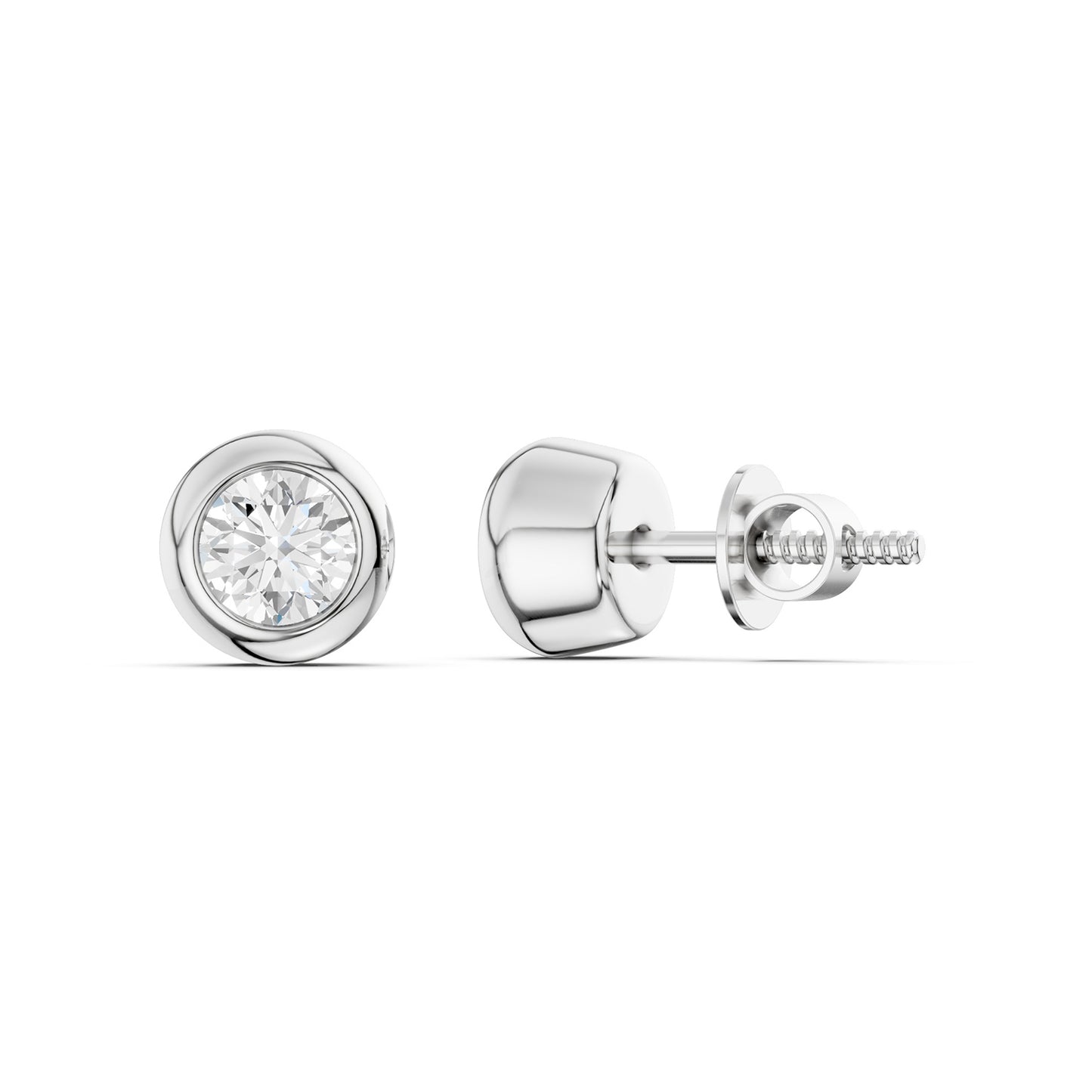 Faceted Thick Bezel Round Studs