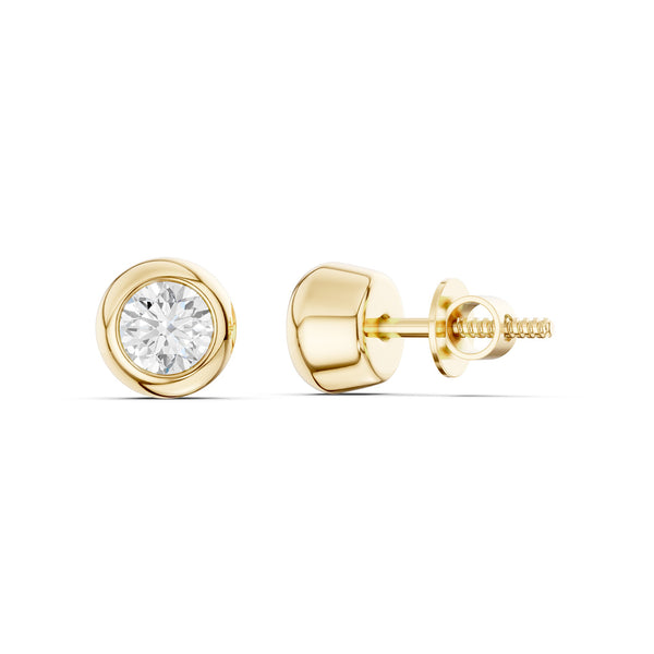 Faceted Thick Bezel Round Studs