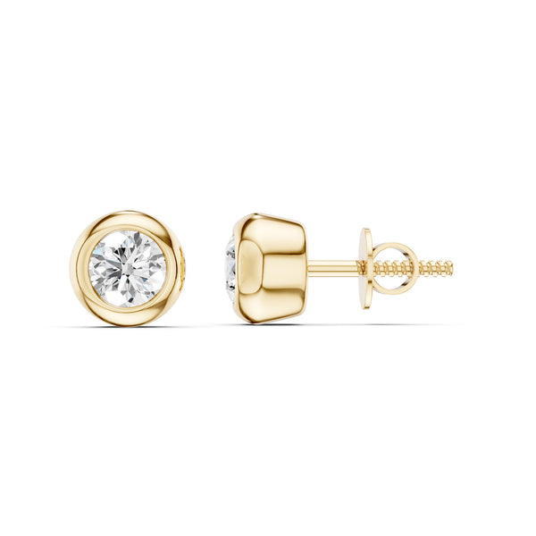 Faceted Thick Bezel Round Studs
