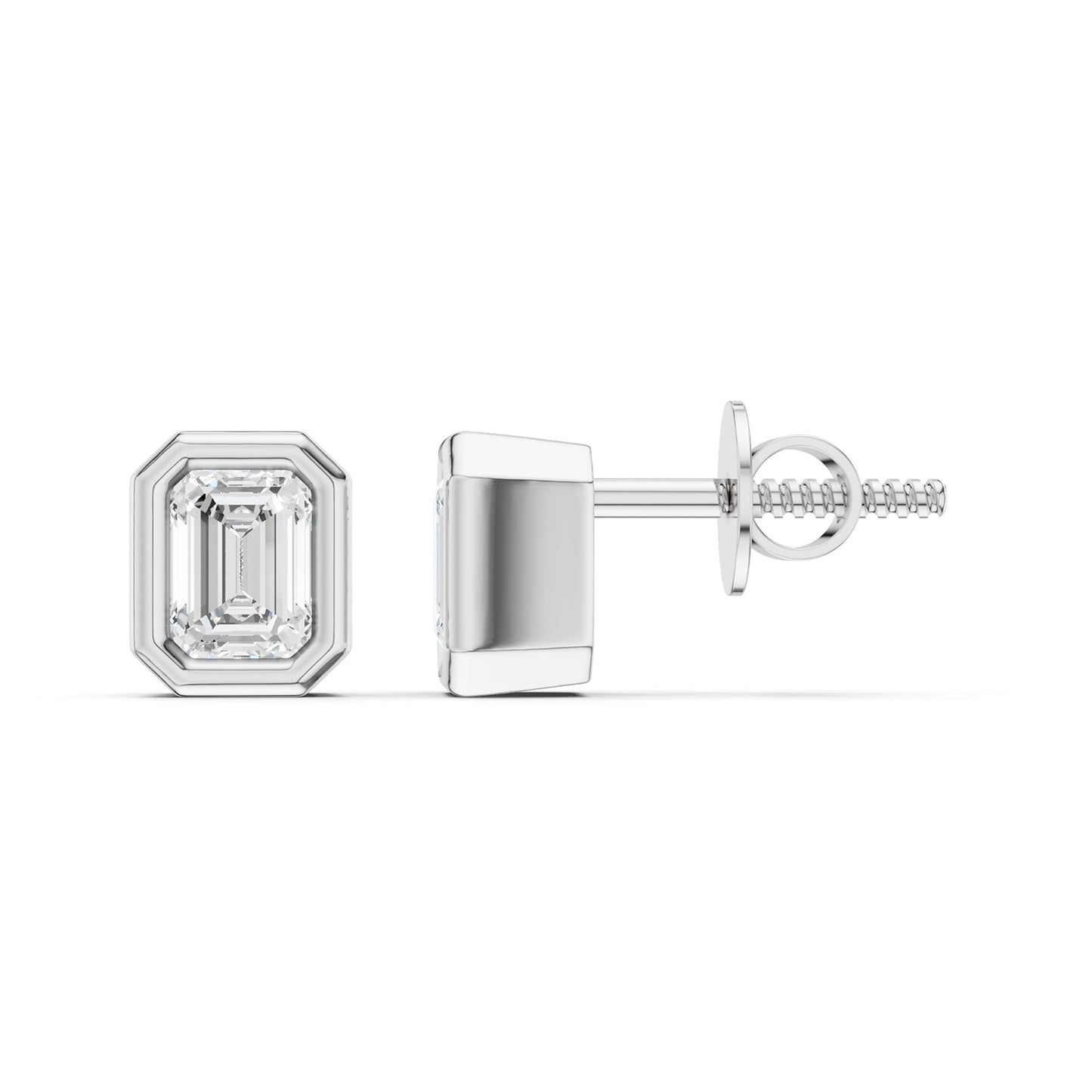 Faceted Bezel Emerald Studs