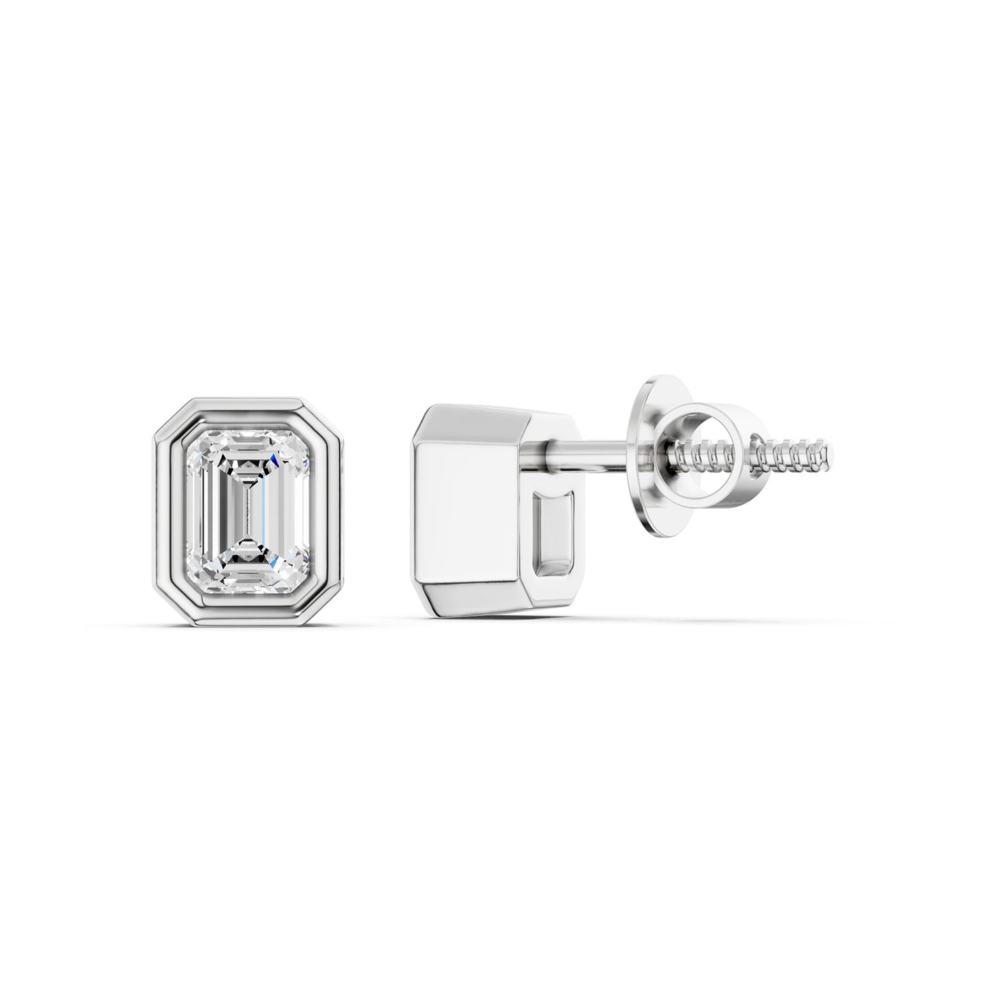 Faceted Bezel Emerald Studs