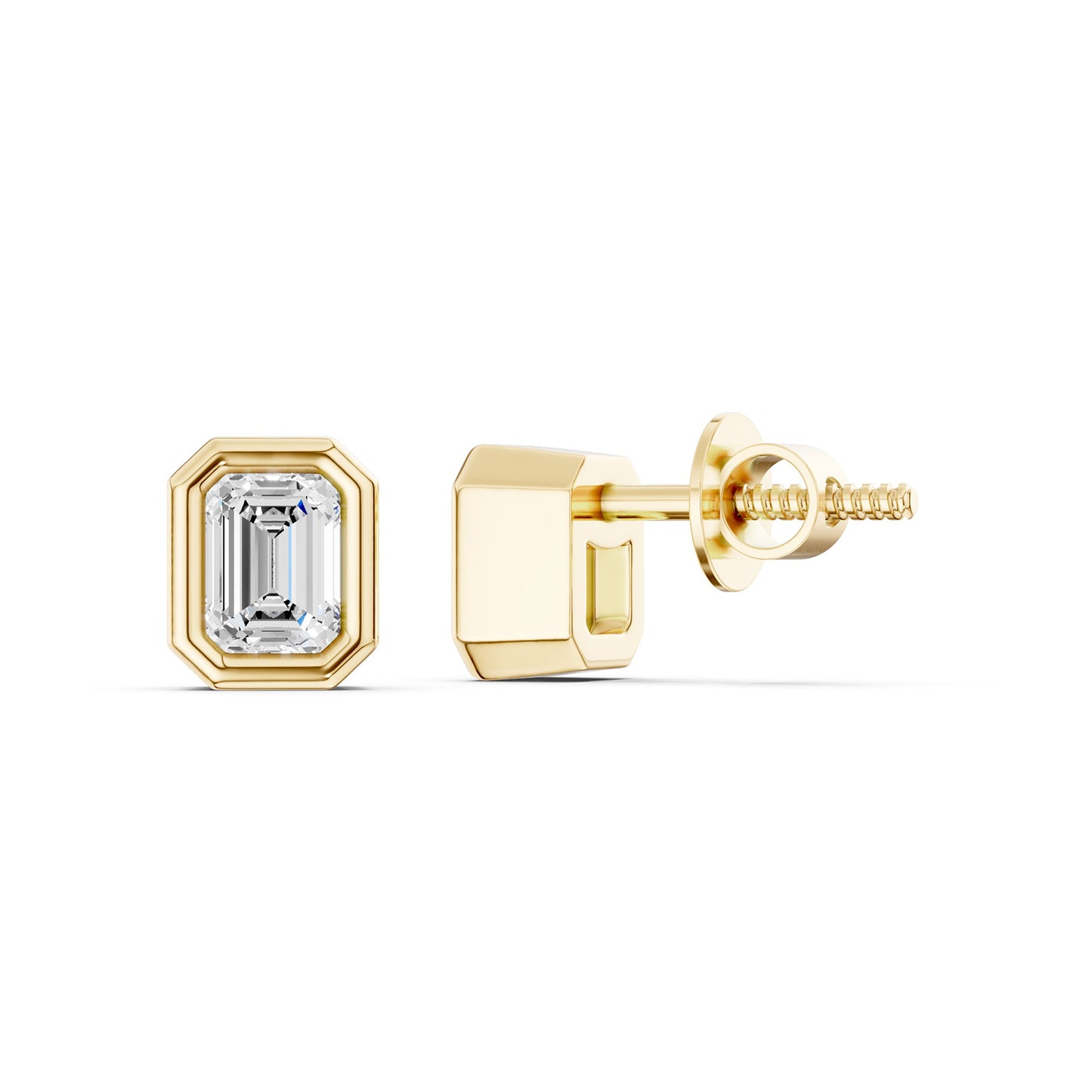 Faceted Bezel Emerald Studs