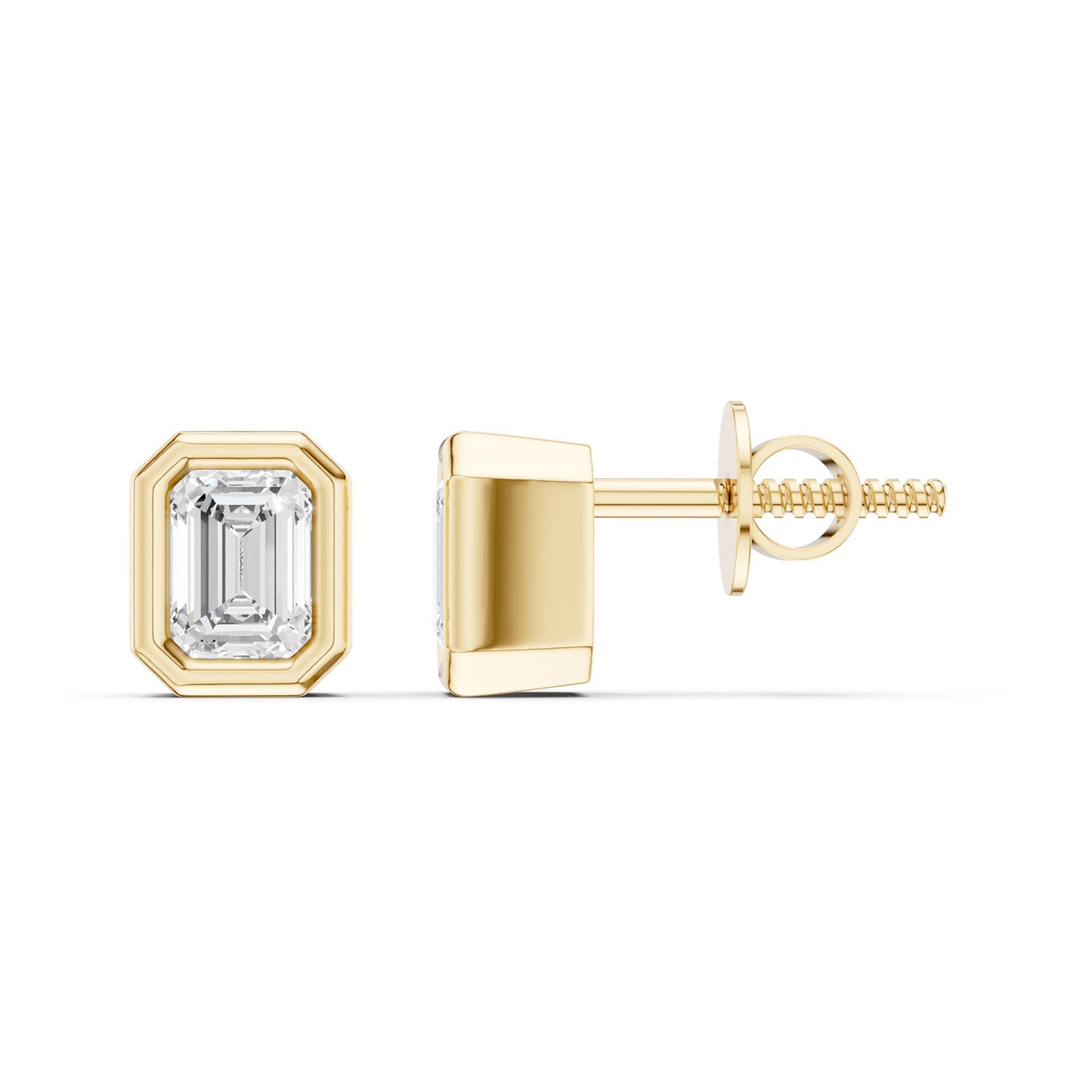 Faceted Bezel Emerald Studs