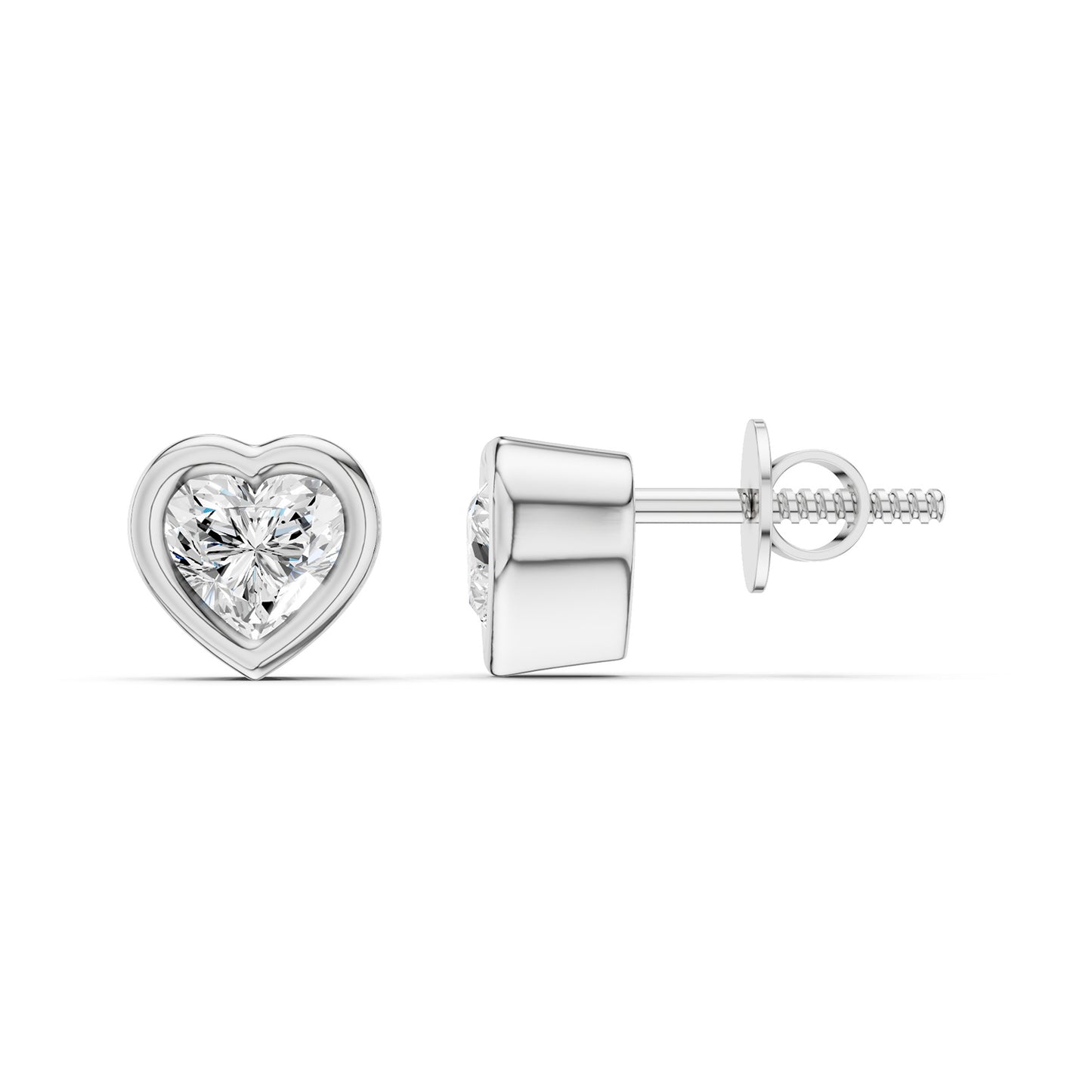 Faceted Bezel Heart Studs