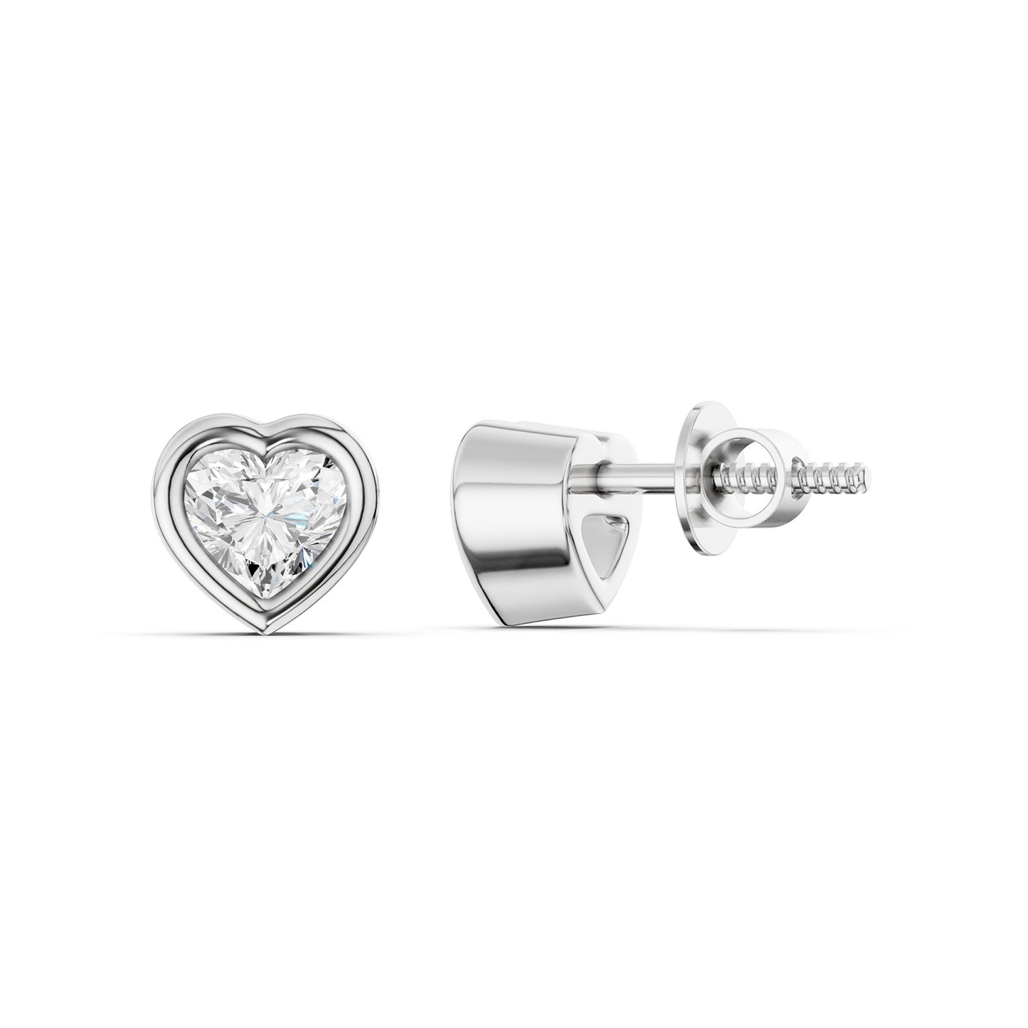 Faceted Bezel Heart Studs
