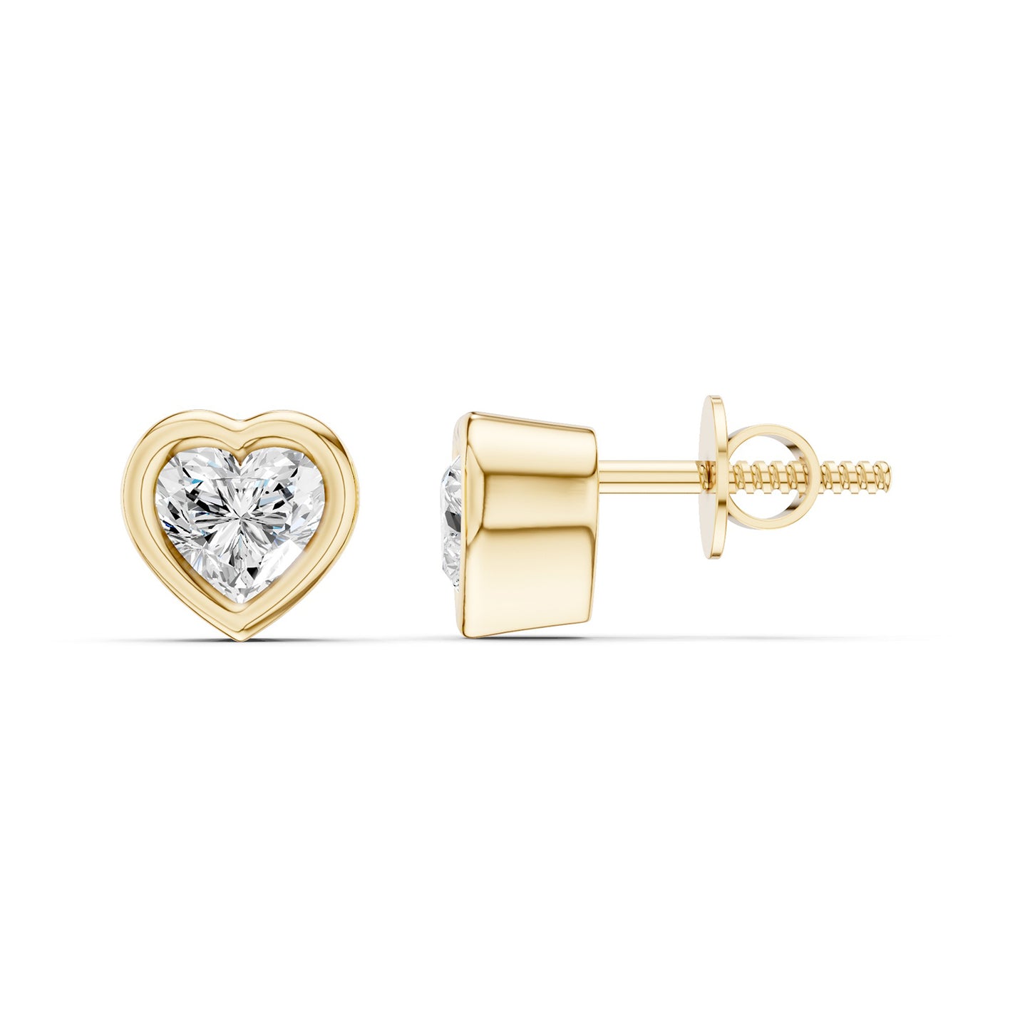 Faceted Bezel Heart Studs