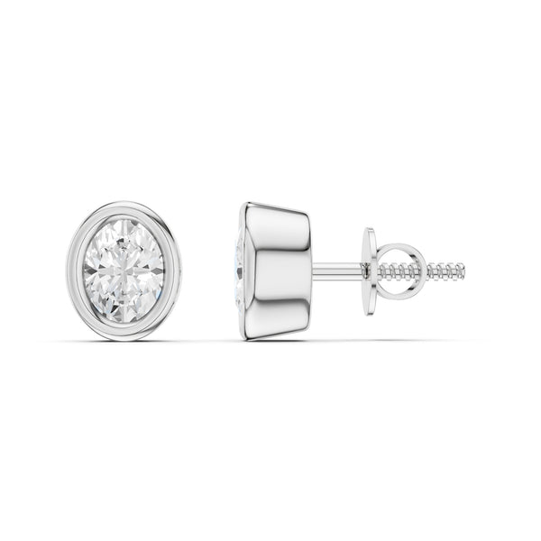 Faceted Bezel Oval Studs