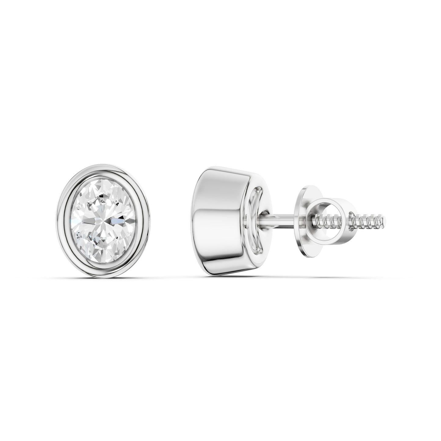 Faceted Bezel Oval Studs