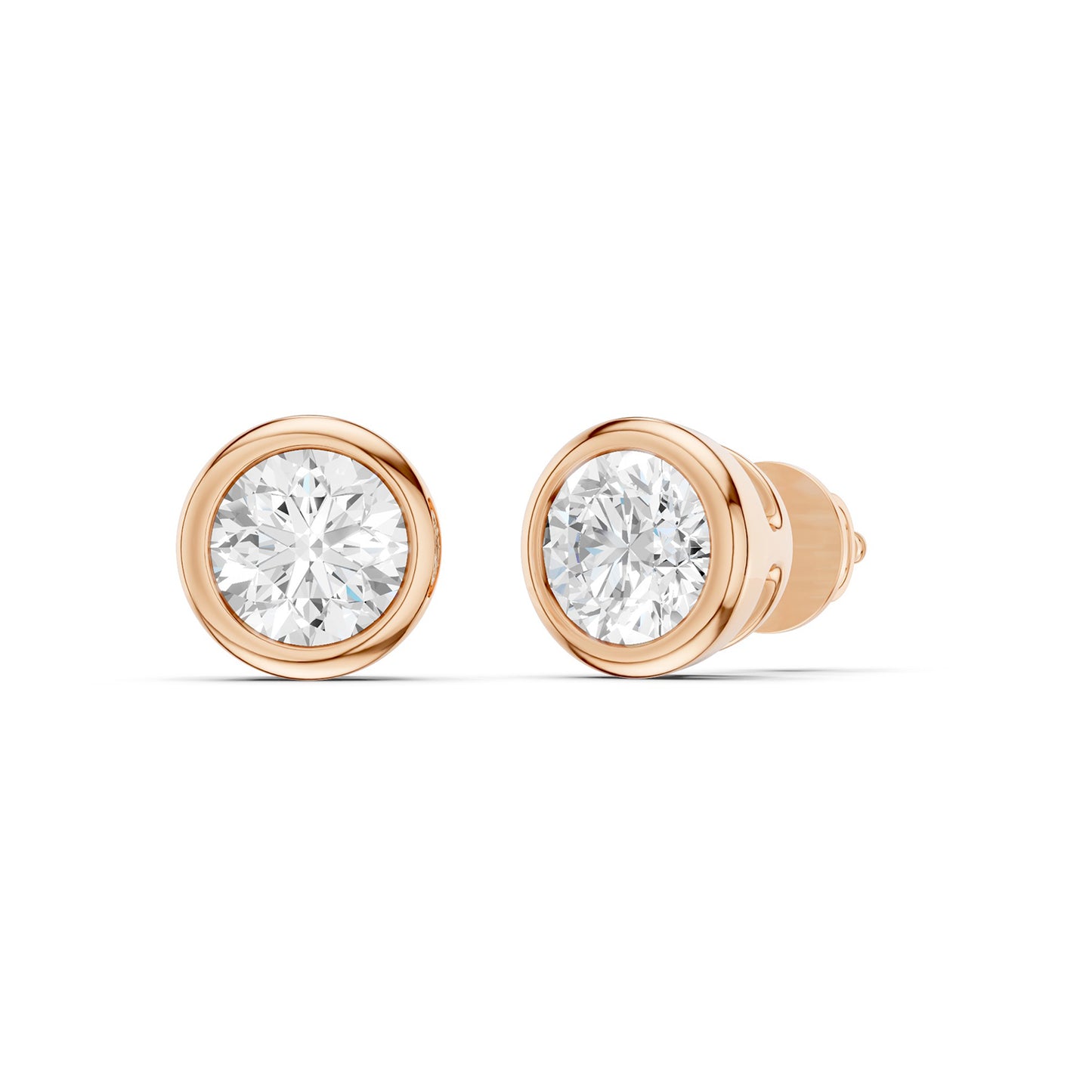Faceted Bezel Round Studs