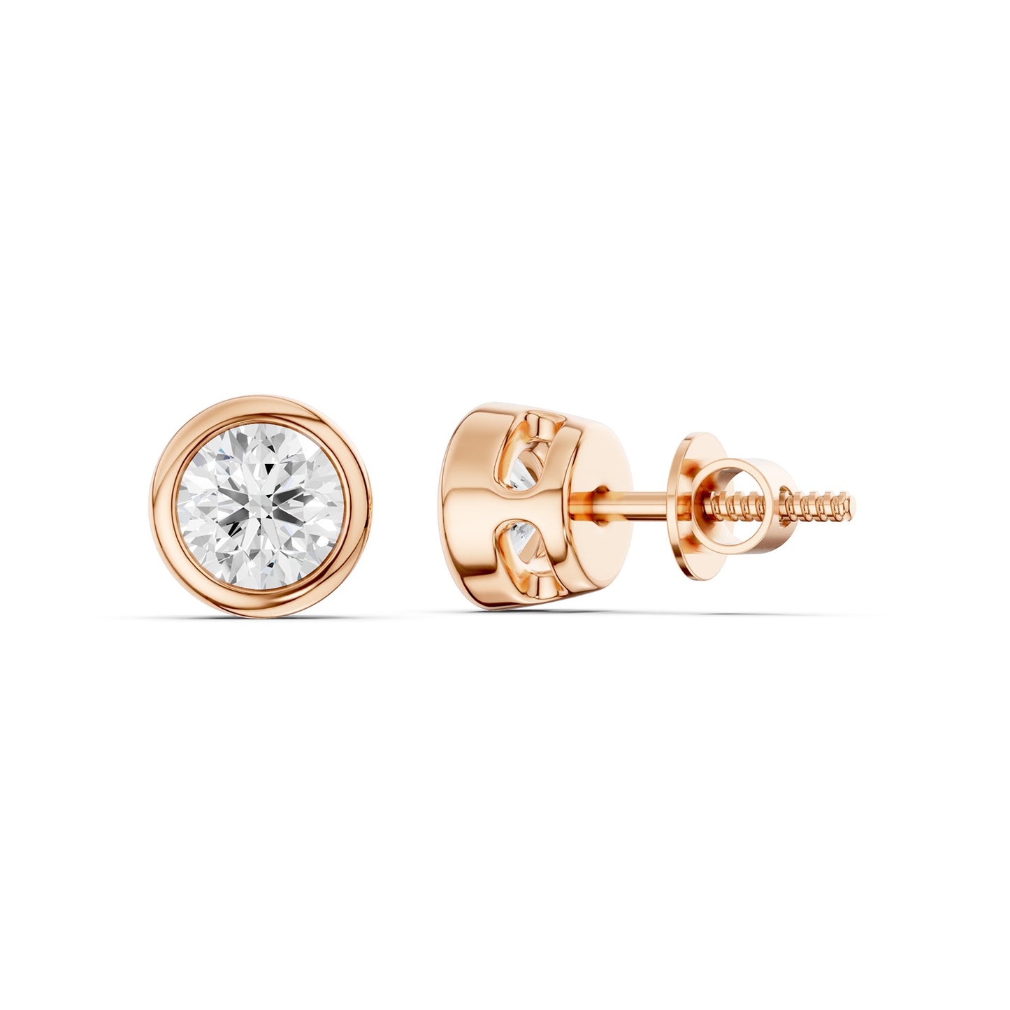 Faceted Bezel Round Studs