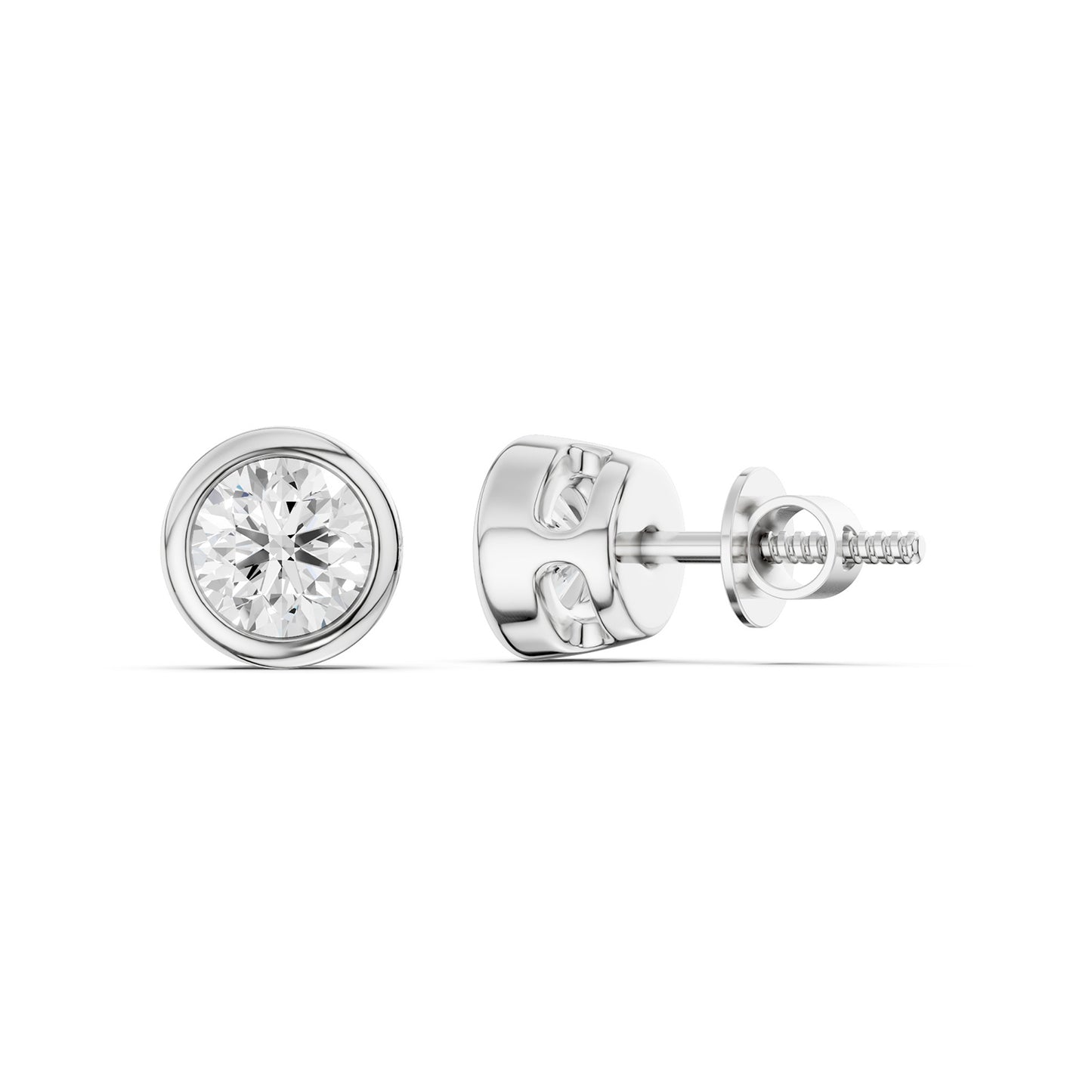 Faceted Bezel Round Studs
